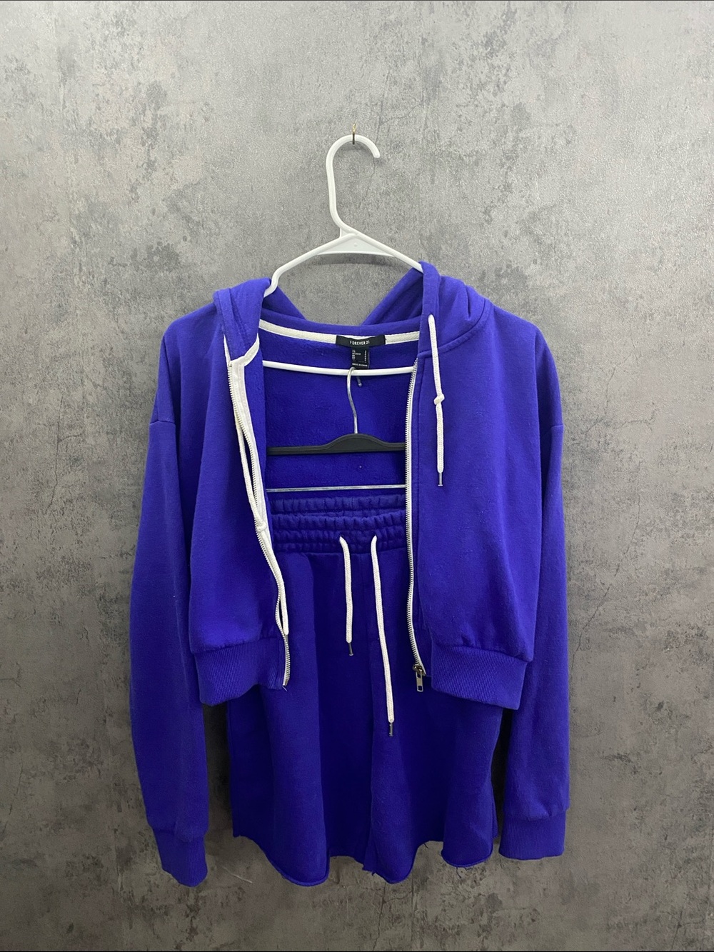 Women's Zip Hoodie and Sweatshort Set in Blue